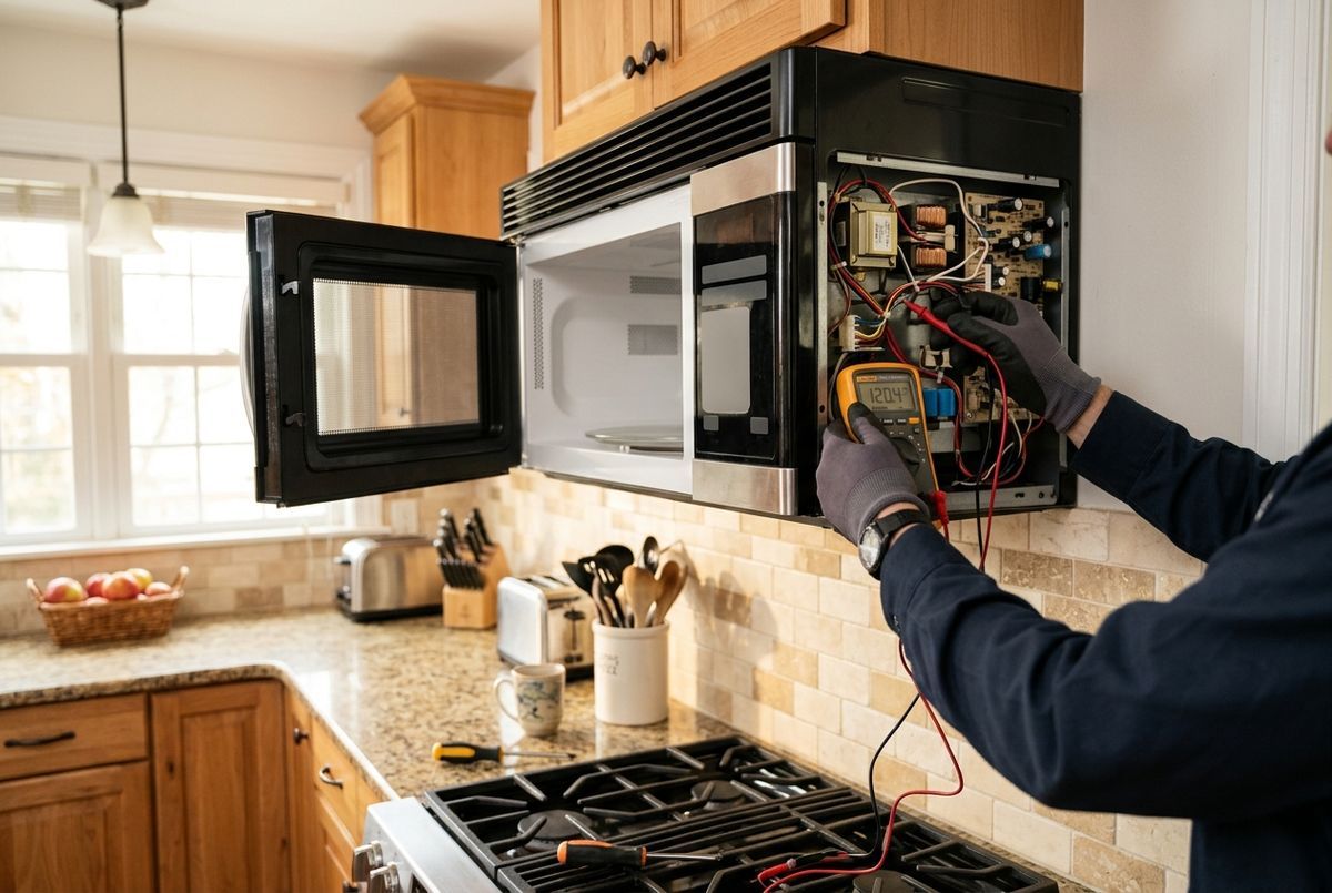 Microwave Repair technician at work